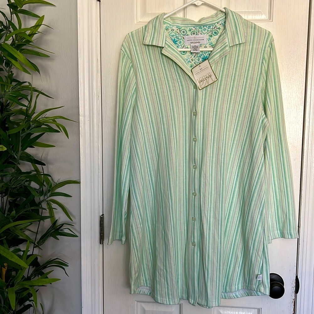 Karen Neuburger stripped pajama shirt dress M